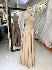 Robes <span class=keywords><strong>de</strong></span> mariée sans manches champagne pour demoiselles <span class=keywords><strong>d</strong></span>'<span class=keywords><strong>honneur</strong></span> | Robes <span class=keywords><strong>de</strong></span> soirée <span class=keywords><strong>de</strong></span> bal élégantes - Product Image 4