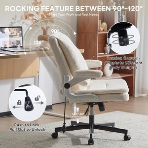 Criss Cross Legged Office <b>Chair</b> with Flip-Up <b>Back</b>&Dynamic Airbag Lumbar <b>Support</b>, Wide Seat Desk <b>Chair</b>, Flip-Up Arms with Wheels - Product Image 5