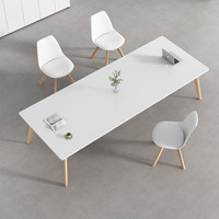 Table de conférence minimaliste moderne en forme de bar, bureau simple, table de travail de style nordique avec pieds en bois massif, ensemble table et chaises pour réunions
