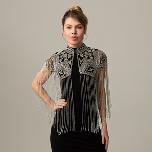 Capa <span class=keywords><strong>de</strong></span> Hombro con Flecos <span class=keywords><strong>de</strong></span> Lentejuelas y Cuentas Estilo Vintage, Elegante para <span class=keywords><strong>Mujer</strong></span>, para Banquetes y Fiestas, <span class=keywords><strong>Bolero</strong></span> Versátil Formal - Product Image 2