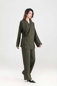 Mode modeste pour femmes musulmanes, ensemble coordonné, tunique à nouer sur le côté et pantalon droit, personnalisable - Product Image 2