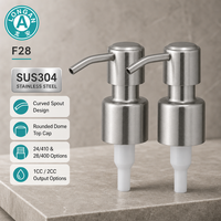 Pompe de rechange pour distributeur de savon commercial F28 en acier inoxydable SUS304, bec courbé, filetage 24/1CC et 28/2CC, pour lotion