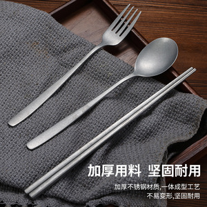Retro Stainless Steel Chopsticks Spoon Fork Set 304 Heavy Duty Utensils For Dining - Product Image 3