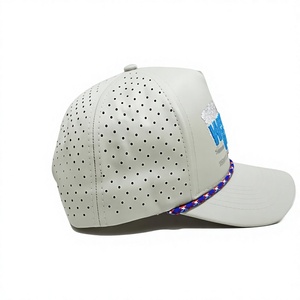 Casquette de camionneur blanche à 6 panneaux perforée avec broderie personnalisée pour toutes les saisons, vêtement décontracté de haute qualité, fabriqué au Vietnam - Product Image 3