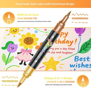 Marcador de Doble Punta <span class=keywords><strong>Bicolor</strong></span> con Purpurina, Punta Suave, para Pintura, Acuarela, Tarjetas de Felicitación, Graffiti, Regalo de Navidad - Product Image 1