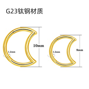 Créoles en titane G23 en forme de croissant de lune sans soudure avec zircon cubique, hypoallergéniques, pour piercing Daith, Helix, cartilage, boucles d'oreilles clicker pour bijoux de piercing d'oreille - Product Image 2