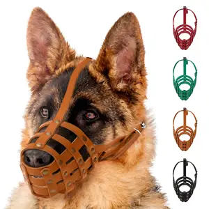 Prevent Biting And Barking Of Dogs Leather Dog Muzzle Adjustable Breathable Mesh Dog Muzzle