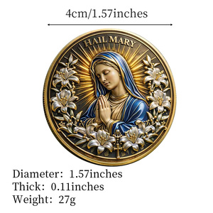 Pièce de collection commémorative en métal sur le thème de la Prière de Marie, texte de prière catholique, objet d'artisanat, souvenir de collection - Product Image 6