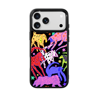 Coque de téléphone AG Feeling Black Edge avec motif chien fluorescent doré pour iPhone 17, 17 Pro Max, 16 Pro, 15, 15 Pro Max, 15 Pro, 14 Pro Max – Coque magnétique