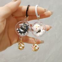 Porte-clés créatif en forme de chat 3D de dessin animé avec clochette, pendentif exquis, célèbre sur internet, breloque décorative pour sac à main