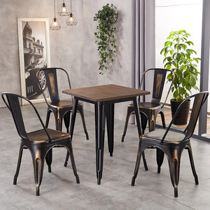 Economico classico 2 posti moderno gambe in metallo bordo in <span class=keywords><strong>legno</strong></span> di <span class=keywords><strong>olmo</strong></span> ristorante di lusso rivestimento in polvere <span class=keywords><strong>tavolo</strong></span> da pranzo Set/<span class=keywords><strong>tavolo</strong></span> da pranzo e sedia - Product Image 5