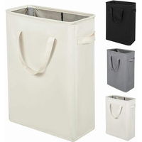 Panier à linge pliable 45L, rectangulaire, fin et étroit, organisateur de rangement pour vêtements, bac à linge avec poignée pour petits espaces