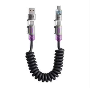 Cable <span class=keywords><strong>USB</strong></span> <span class=keywords><strong>C</strong></span> Retráctil 4 en 1, 65W Carga Rápida, Cable de Carga Multifunción con Blindaje Trenzado para IOS, Android y Automóvil - Product Image 4