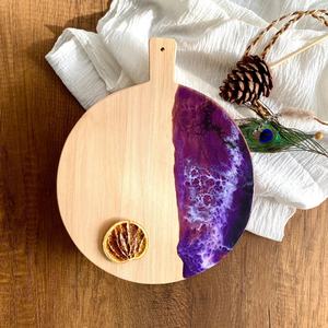 Plateau de service antidérapant rond en résine de bois d'olive pour la cuisine à domicile et le restaurant pour les collations au thé et au café - Product Image 2