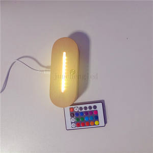 Base de luz LED de noche redonda de madera ABS, base de madera decorativa, base de madera, usb, acrílico, led 3D, luz nocturna - Product Image 4