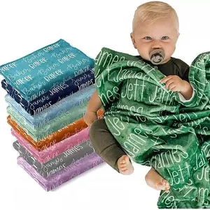 定制软法兰绒羊毛新生婴儿儿童个性名称毯子运动图案毯子