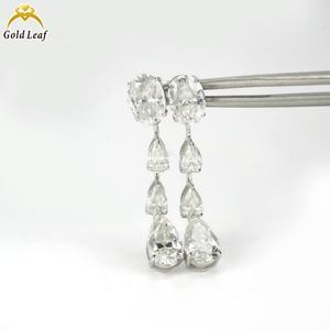 Boucles d'oreilles de fiançailles en diamant de laboratoire pour femmes Goldleaf, argent sterling 925, coupe poire IGI, tendance - Product Image 5