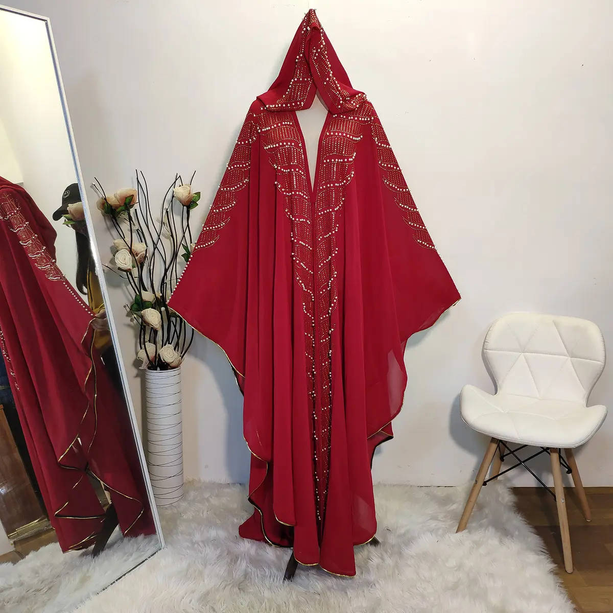 2022 Turkse 2022 Nieuwe Stijl Glory Abaya Plus-Size Chiffon Lange Mouwen Jurk