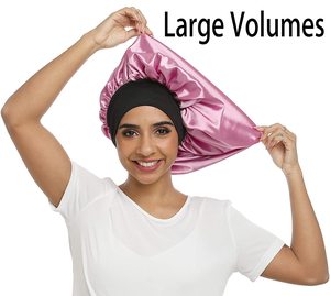Gros Femmes Grand Satin Soyeux Large Bande Élastique Couverture De <span class=keywords><strong>Cheveux</strong></span> <span class=keywords><strong>Bonnet</strong></span> De Sommeil Cap pour <span class=keywords><strong>Cheveux</strong></span> Longs Bouclés - Product Image 5