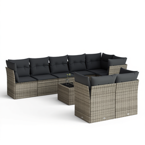 Set Divano da Giardino Moderno in Rattan 6 Posti, Arredamento da Esterno Resistente alle Intemperie, Set Lounge da Patio in Vimini Grigio Design Contemporaneo - Product Image 1