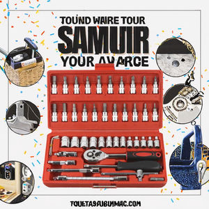 Jeu d'outils à main portable de 46 pièces avec clé à cliquet à poignée en T en acier au chrome-vanadium de 1/4 de pouce, option OEM, garantie de 3 ans, robuste - Product Image 3