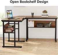 Escritorio de Computadora en Forma de L al por Mayor con Estantes de Almacenamiento, Reposapiés, Escritorio Grande para Juegos en Esquina, para Oficina en Casa, Estudio, Estación de Trabajo