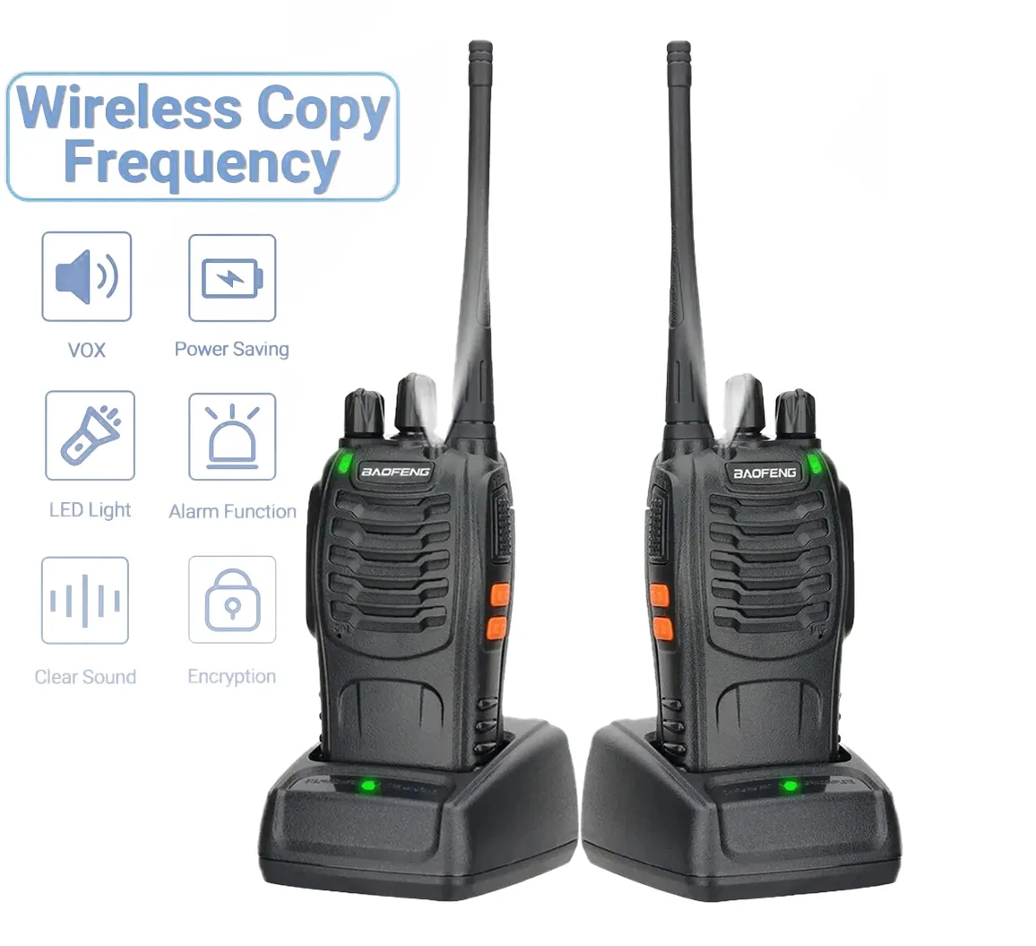 Walkie-talkie de longo alcance para caça, novo Baofeng BF-888S Pro, 2 peças, rádio de dois sentidos, walkie-talkie sem fio, frequência de cópia, portátil, de longo alcance, BF888S