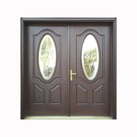 Porte d'entrée principale en bois massif, double porte en verre français, pour hall d'entrée d'hôtel de luxe