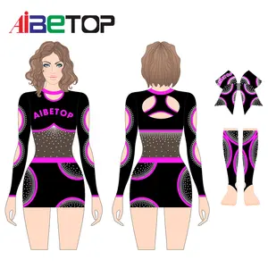 2024 High Quality OEM Top Sales Custom Youth Cheerleading Uniforms Girls Cheerleader Costume Outfit With Rhinestone