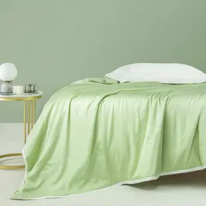 Verão alta qualidade jacquard cor sólida verde lyocell fibra queen size resfriamento colchas fabricante