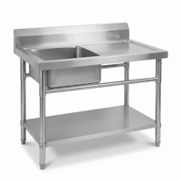 Évier de cuisine commercial moderne en acier inoxydable 304 201 de qualité alimentaire, robuste, pour la transformation alimentaire