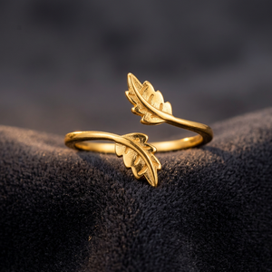 Anillo Clásico Infantil de Plata 925 con Baño de Rodio y Diseño de Hojas Doradas de Lujo - Product Image 3