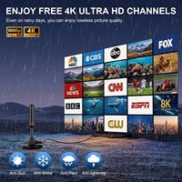 Antenne TV intérieure avec 2 amplificateurs, amplificateur de signal, réception longue portée, antenne TV numérique intelligente 4K 1080p HD, prend en charge les chaînes locales