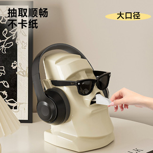Stone Statue Style Tissue <b>Box</b> With Spring Mechanism Free Standing Desktop Holder Creative Design - Product Image 4