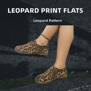 Women's Work Light <b>Leopard</b> <b>Printed</b> Lace up Adjustable Strap <b>Flat</b> <b>Shoes</b> for Spring Summer Autumn Winter <b>Shoes</b> - Product Image 2