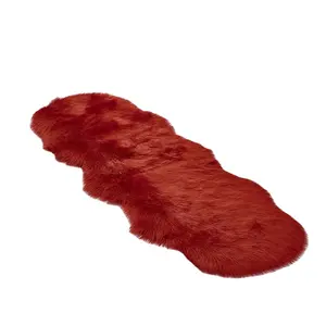 地毯人造动物毛皮地毯现代红色披肩地毯5x7蓬松地毯定制地毯客厅大卧室