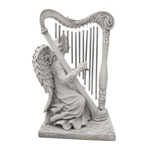 รูปปั้นนางฟ้าเล่นพิณลม - ของตกแต่งรูปนางฟ้าเล่นพิณทำจากเรซิ่นสำหรับสวน ลานบ้าน และบ้าน ของตกแต่งดนตรีกลางแจ้ง ของขวัญ - Product Image 3