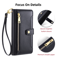 Funda Tipo Cartera Magnética de Cuero para Móvil, Diseño Ejecutivo, para Samsung Galaxy S24 y para iPhone 13/14/15/16/17 Pro Max