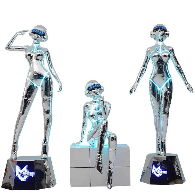 Usine Oem Odm Japon Sexy Robot Metal Art Sculpture En Acier Inoxydable Pour L'extérieur