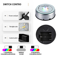 Socle rotatif à 360 degrés pour cristaux et objets en verre, 5 LED, avec câble d'alimentation USB, base lumineuse LED