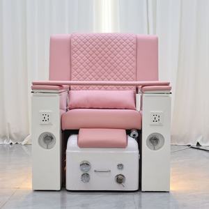 Sillón de masaje eléctrico portátil de cerámica rosa sin tubos con luces de siete colores, adecuado para salones de uñas - Product Image 2