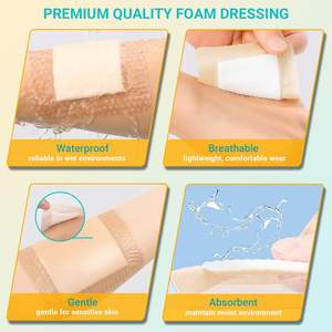 Pembalut busa perekat 4x4inci untuk luka dengan batas tahan air perban luka silikon - Product Image 5
