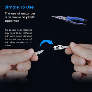 Bridas metálicas de 11.8 pulgadas, 100 unidades, de acero inoxidable 304, resistentes, multiusos, autoblocantes. - Product Image 5