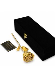 ของขวัญวาเลนไทน์ขายดี ดอกกุหลาบชุบทองคำ 24K พร้อมแจกัน กล่องกำมะหยี่ ดอกกุหลาบธรรมชาติเคลือบทองคำ 24K - Product Image 4