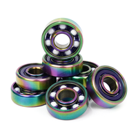 Billes en céramique blanches ABEC-7 6-8mm ID 22mm OD C0, roulements de skateboard à double rangée en acier chromé, à roulement rapide, avec retenue en nylon