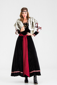 Costume de <span class=keywords><strong>Viking</strong></span> foncé pour adulte Costume de <span class=keywords><strong>Viking</strong></span> Raider médiéval de grande taille pour <span class=keywords><strong>femme</strong></span> - Product Image 4