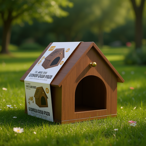 Casa para Gatos Smile Wood, Diseño Moderno, Pequeña, Mediana y Grande, para Interiores y Exteriores, con Cierre de Empuje - Product Image 2