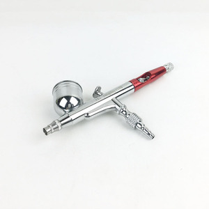 Aérographe pour travaux d'art et artisanat, buse de 0,3 mm, pistolet de pulvérisation portable en aluminium, modèle HMX-130, rouge, noir, argent, rose rouge - Product Image 2