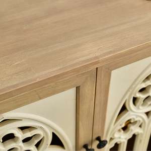 Armoire de rangement pour salon INNOVAHOME - Meuble en bois et métal écologique blanc antique - Product Image 6