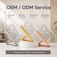 Placa de Cristal Transparente Grabable con Base Metálica para Escritorio, Contenido Personalizado, Trofeo de Reconocimiento Empresarial